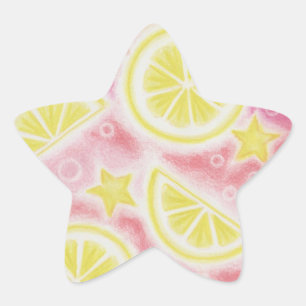Pegatina En Forma De Estrella Estrella de pegatina "lemons" rosa de Lemonade