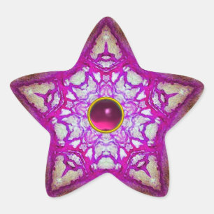 PEGATINA EN FORMA DE ESTRELLA ESTRELLA DE PURPLE ROSA ABSTRACTA CON PIEDRA DE GE