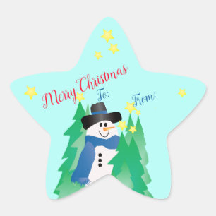 Pegatina En Forma De Estrella Estrella de Snowman