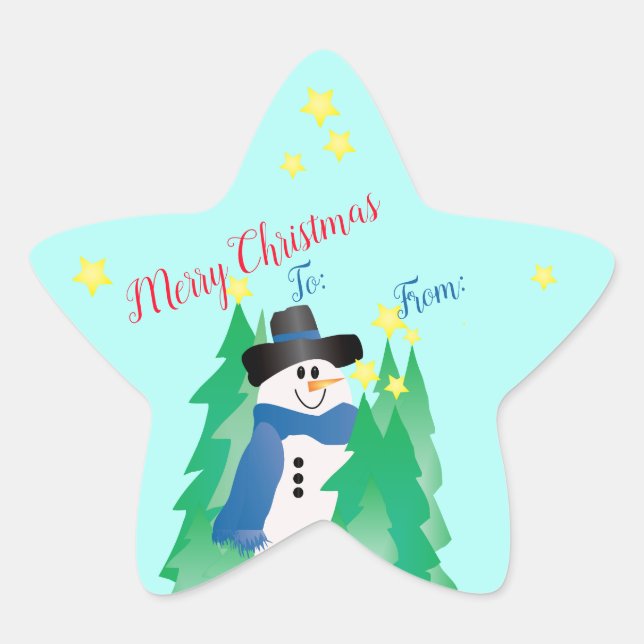 Pegatina En Forma De Estrella Estrella de Snowman (Anverso)