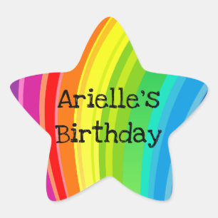 Pegatina En Forma De Estrella Estrella del partido de cumpleaños Rainbow Unicorn