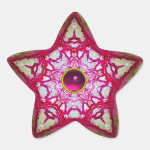 PEGATINA EN FORMA DE ESTRELLA ESTRELLA ROJA ABSTRACTA CON FUCHSIA AMETHYST GEM