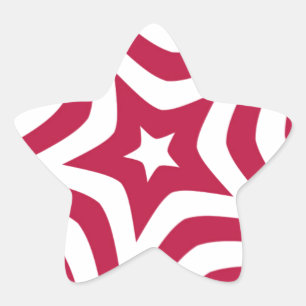 Pegatina En Forma De Estrella Estrella roja y blanca audaz y brillante en un pat