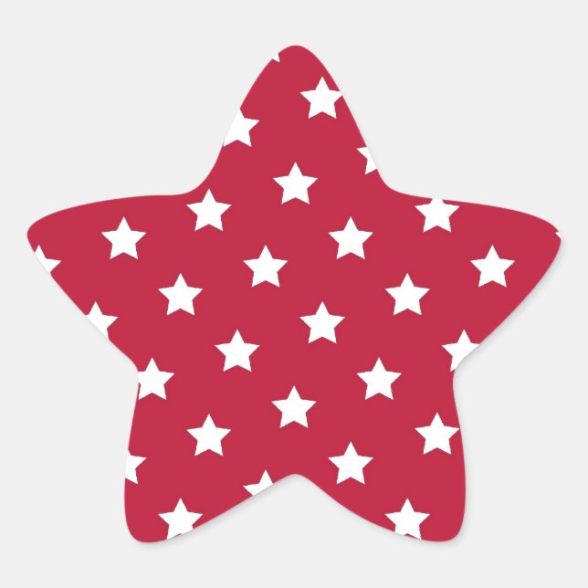 Pegatina En Forma De Estrella Estrellas blancas en rojo (Anverso)