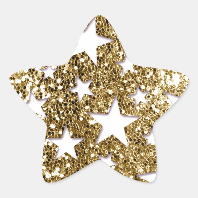 Pegatina En Forma De Estrella Estrellas de Purpurina dorado (Anverso)