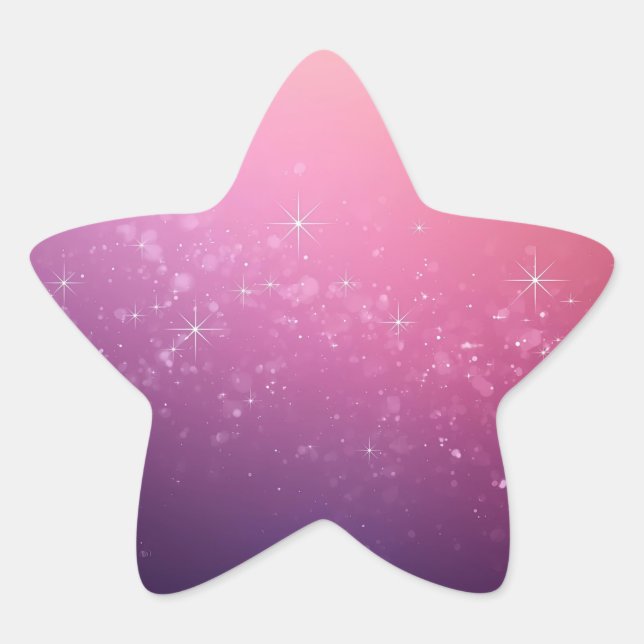 Pegatina En Forma De Estrella Estrellas En Espacio Rosa (Anverso)