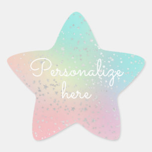 Pegatina En Forma De Estrella Estrellas holográficas y plateadas Pastel