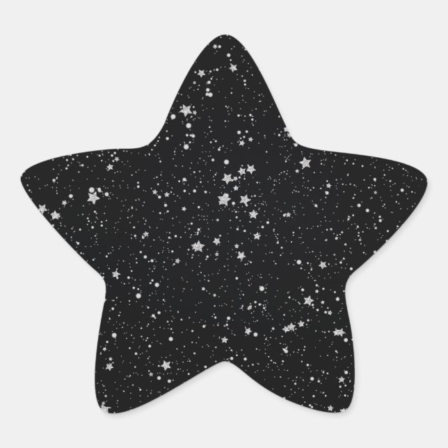 Pegatina En Forma De Estrella Estrellas purpurinas2 - Negro plateado (Anverso)