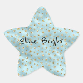 Pegatina En Forma De Estrella Estrellas Purpurinas Aqua Mint Gold