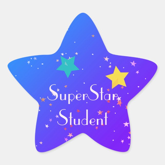 Pegatina En Forma De Estrella Estudiante SuperStar con estrellas (Anverso)