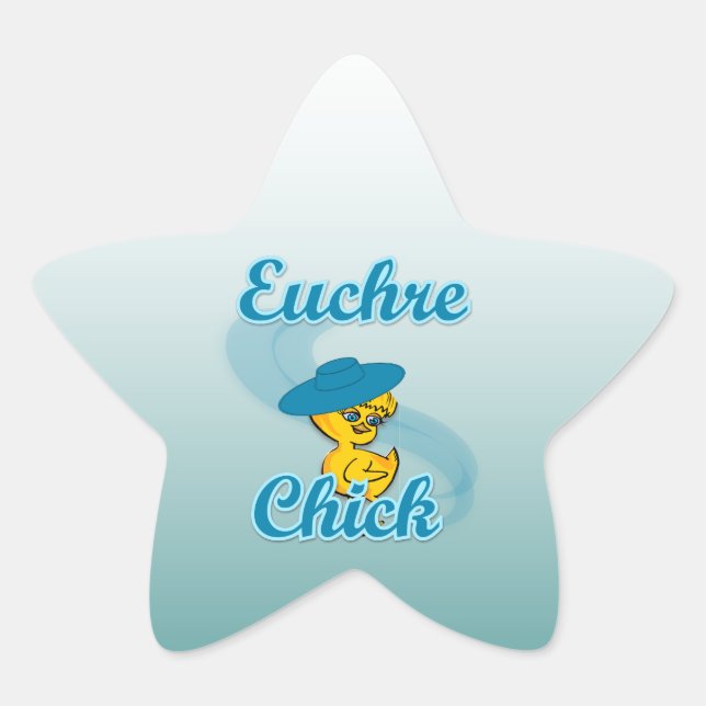 Pegatina En Forma De Estrella Euchre Chick #3 (Anverso)