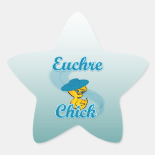 Pegatina En Forma De Estrella Euchre Chick #3