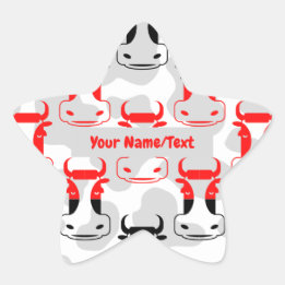 Pegatina En Forma De Estrella Ex libris personalizado patrón de vacas divertidas
