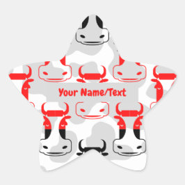 Pegatina En Forma De Estrella Ex libris personalizado patrón de vacas divertidas