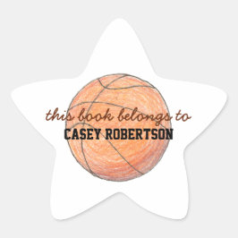 Pegatina En Forma De Estrella Ex libris personalizados de baloncesto para niños 