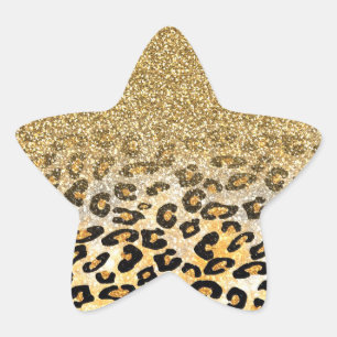 Pegatina En Forma De Estrella Falso leopardo de moda femenino lindo del