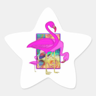 Pegatina En Forma De Estrella Familia de flamencos