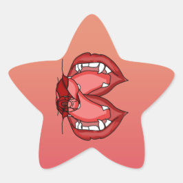 Pegatina En Forma De Estrella Fangs desatados: La feroz expresión de un vampiro