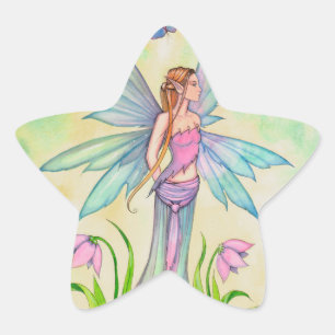 Pegatina En Forma De Estrella Fantasia de Hada de Mariposa de Primavera