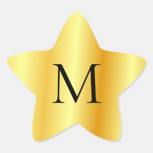 Pegatina En Forma De Estrella Faux Gold Modern Elegant Monograma Template