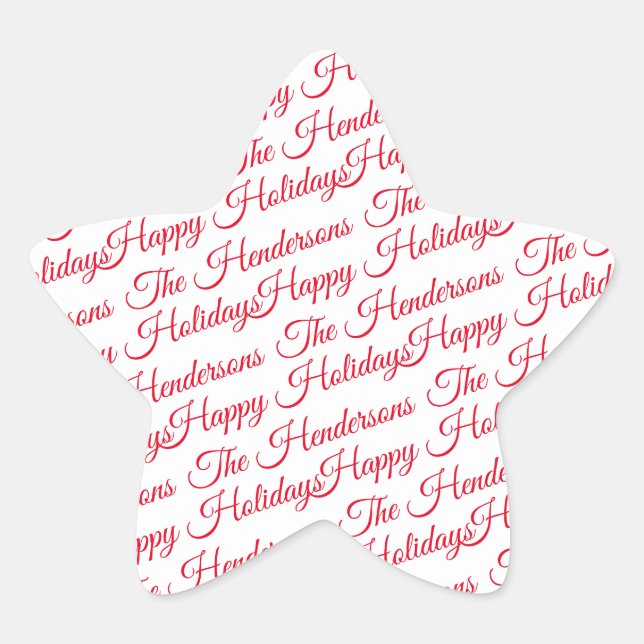 Pegatina En Forma De Estrella Felices Fiestas Personalizadas (Anverso)