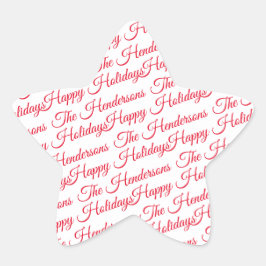 Pegatina En Forma De Estrella Felices Fiestas Personalizadas