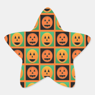 Pegatina En Forma De Estrella Felices rostros de calabaza de Halloween