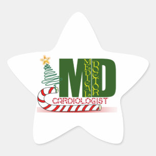 PEGATINA EN FORMA DE ESTRELLA FELICITACIÓN DE NAVIDADES CARDIOLOGISTAS MÉDICAS D