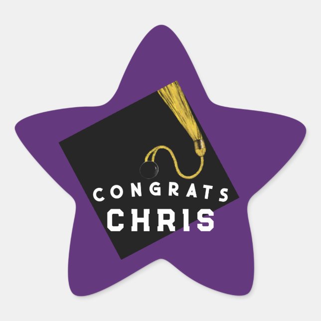 Pegatina En Forma De Estrella Felicitaciones de Graduación (Anverso)