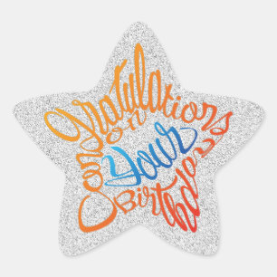 Pegatina En Forma De Estrella Felicitaciones en forma de estrella por "tu" cumpl