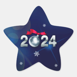 Pegatina En Forma De Estrella Feliz Año Nuevo 2024. Regalo de vacaciones