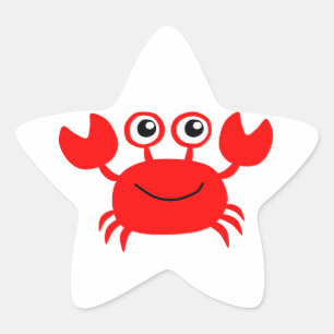 Pegatina En Forma De Estrella Feliz cangrejo rojo Personalizado