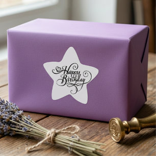 Pegatina En Forma De Estrella Feliz cumpleaños