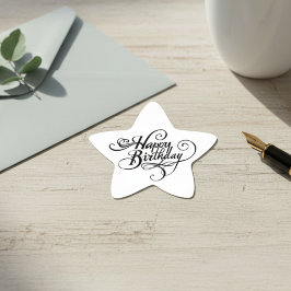 Pegatina En Forma De Estrella Feliz cumpleaños