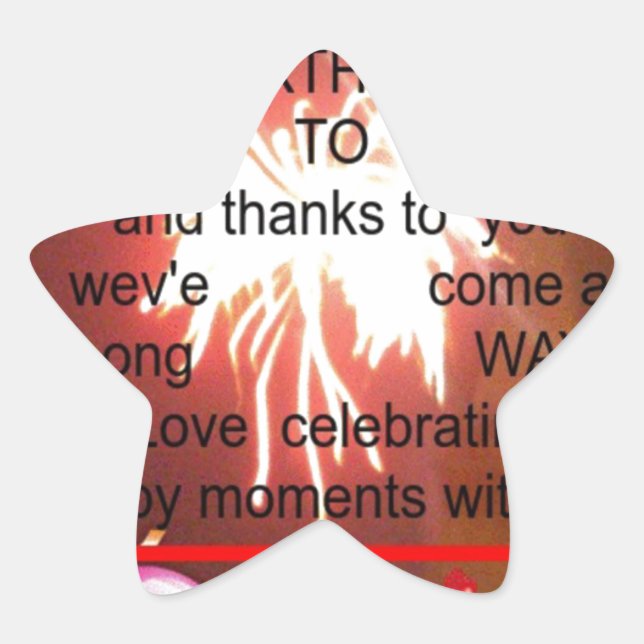 Pegatina En Forma De Estrella Feliz cumpleaños a la imprenta de arte estadounide (Anverso)