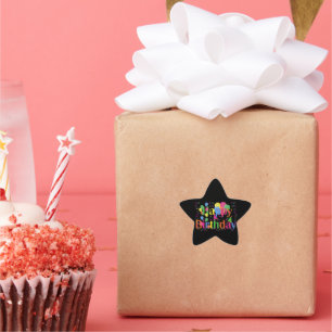 Pegatina En Forma De Estrella Feliz cumpleaños, fiesta de cumpleaños.
