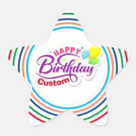 Pegatina En Forma De Estrella Feliz cumpleaños moderno elegante nombre personali