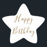 Pegatina En Forma De Estrella Feliz cumpleaños Personalizado de oro Color del te<br><div class="desc">Diseñado con una plantilla de texto amarillo dorado para el mensaje "Feliz Cumpleaños" que puede editar al personalizar y también al color de fondo personalizado!</div>