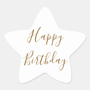 Pegatina En Forma De Estrella Feliz cumpleaños Personalizado de oro Color del te