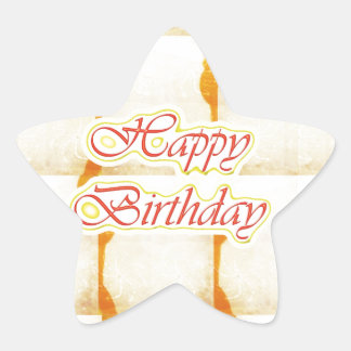 Pegatina En Forma De Estrella FELIZ Guión de cumpleaños : SAFFRON Crystal puro