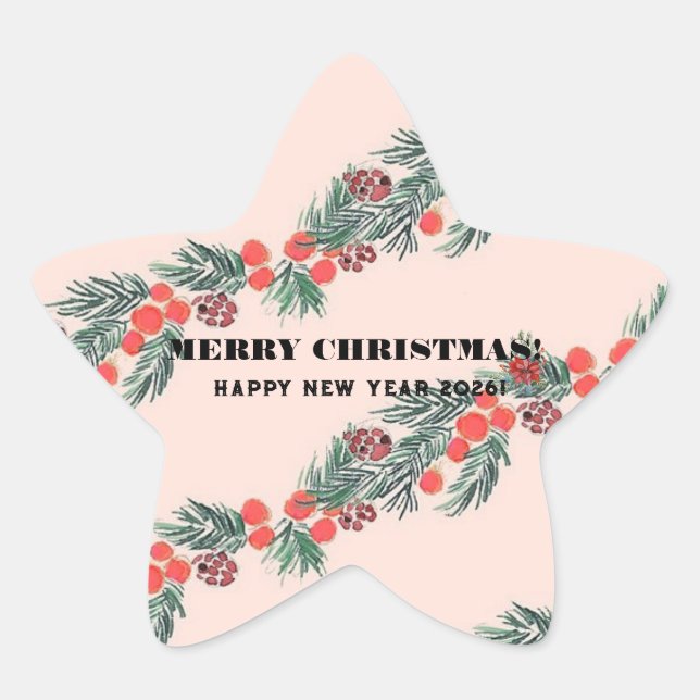 Pegatina En Forma De Estrella ¡Feliz Navidad! (Anverso)