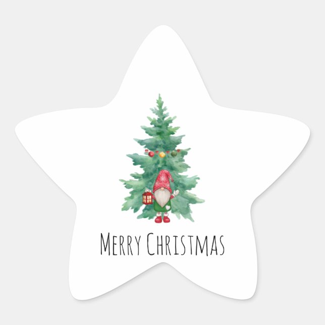Pegatina En Forma De Estrella Feliz Navidad (Anverso)