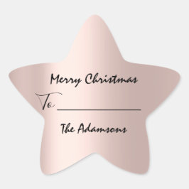 Pegatina En Forma De Estrella Feliz Navidad a... De Rosa de vacaciones de nombre