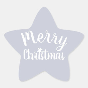 Pegatina En Forma De Estrella Feliz Navidad Gris