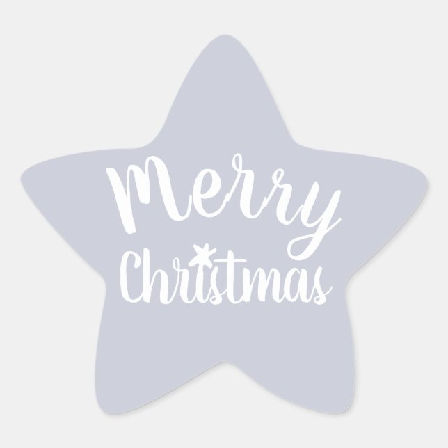 Pegatina En Forma De Estrella Feliz Navidad Gris (Anverso)