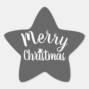 Pegatina En Forma De Estrella Feliz Navidad Gris Moderno