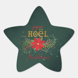 Pegatina En Forma De Estrella Feliz Navidad Joyeux Noel Star Green French