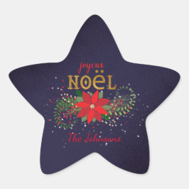 Pegatina En Forma De Estrella Feliz Navidad Joyeux Noel Star Naval Francés
