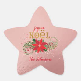 Pegatina En Forma De Estrella Feliz Navidad Joyeux Noel Star Pink French