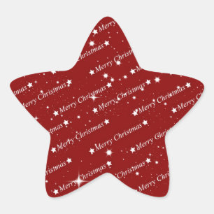 Pegatina En Forma De Estrella Feliz Navidad, rojo y blanco,